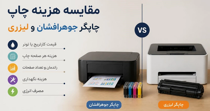 مقایسه هزینه چاپ پرینتر جوهر افشان و لیزری